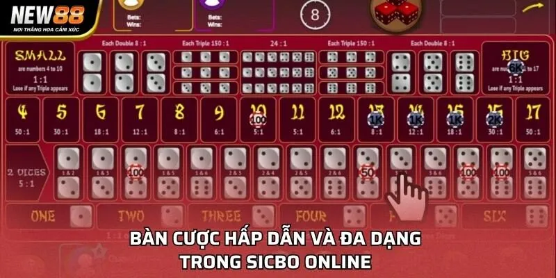 Bàn cược hấp dẫn và đa dạng trong Sicbo online