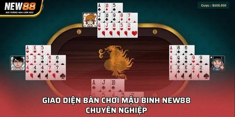 Giao diện bàn chơi Mậu Binh NEW88 chuyên nghiệp